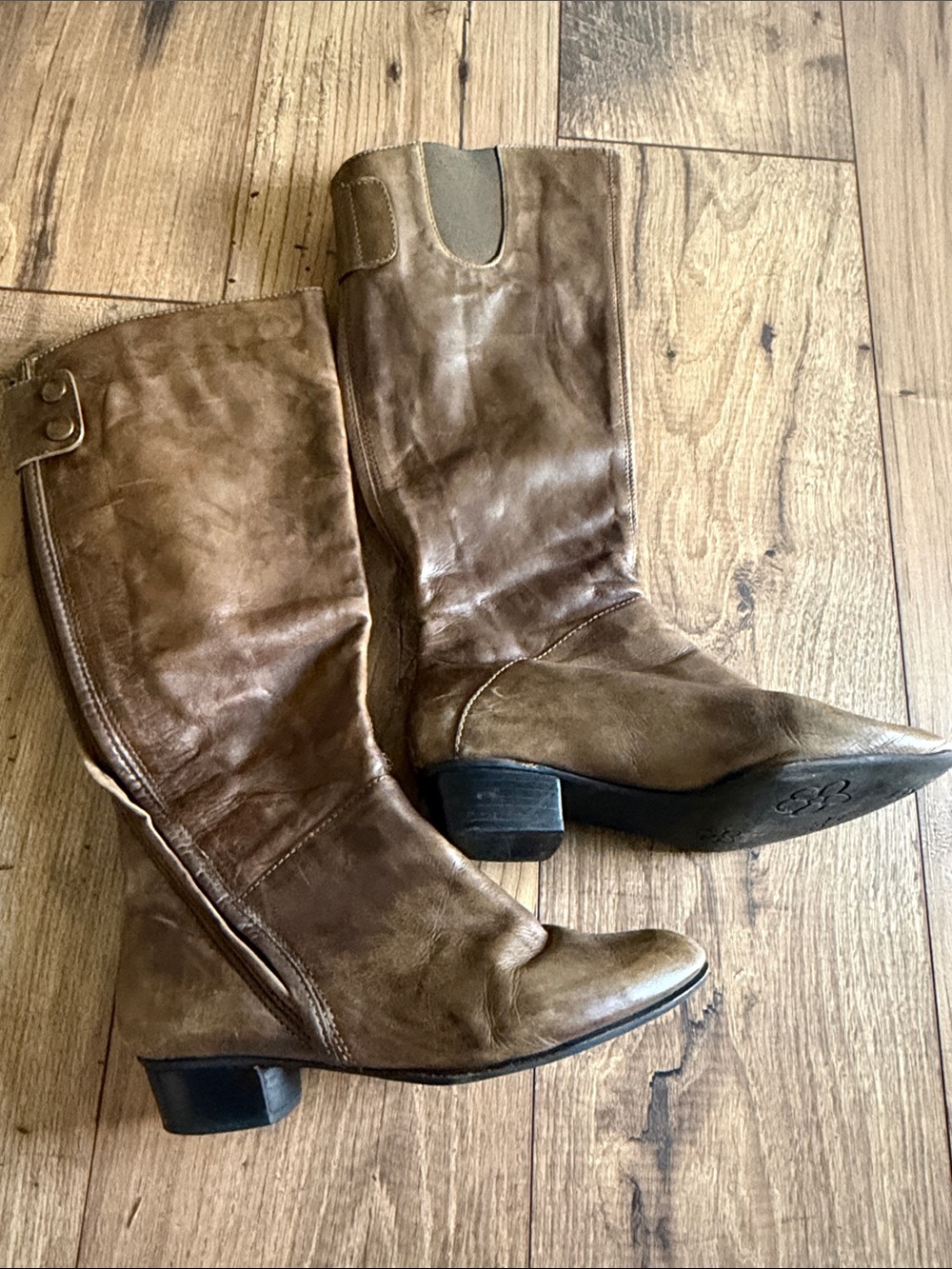 Everybody by B.Z. Moda Brown Leather Knee High Boots - Size 37.5 - Full Zip